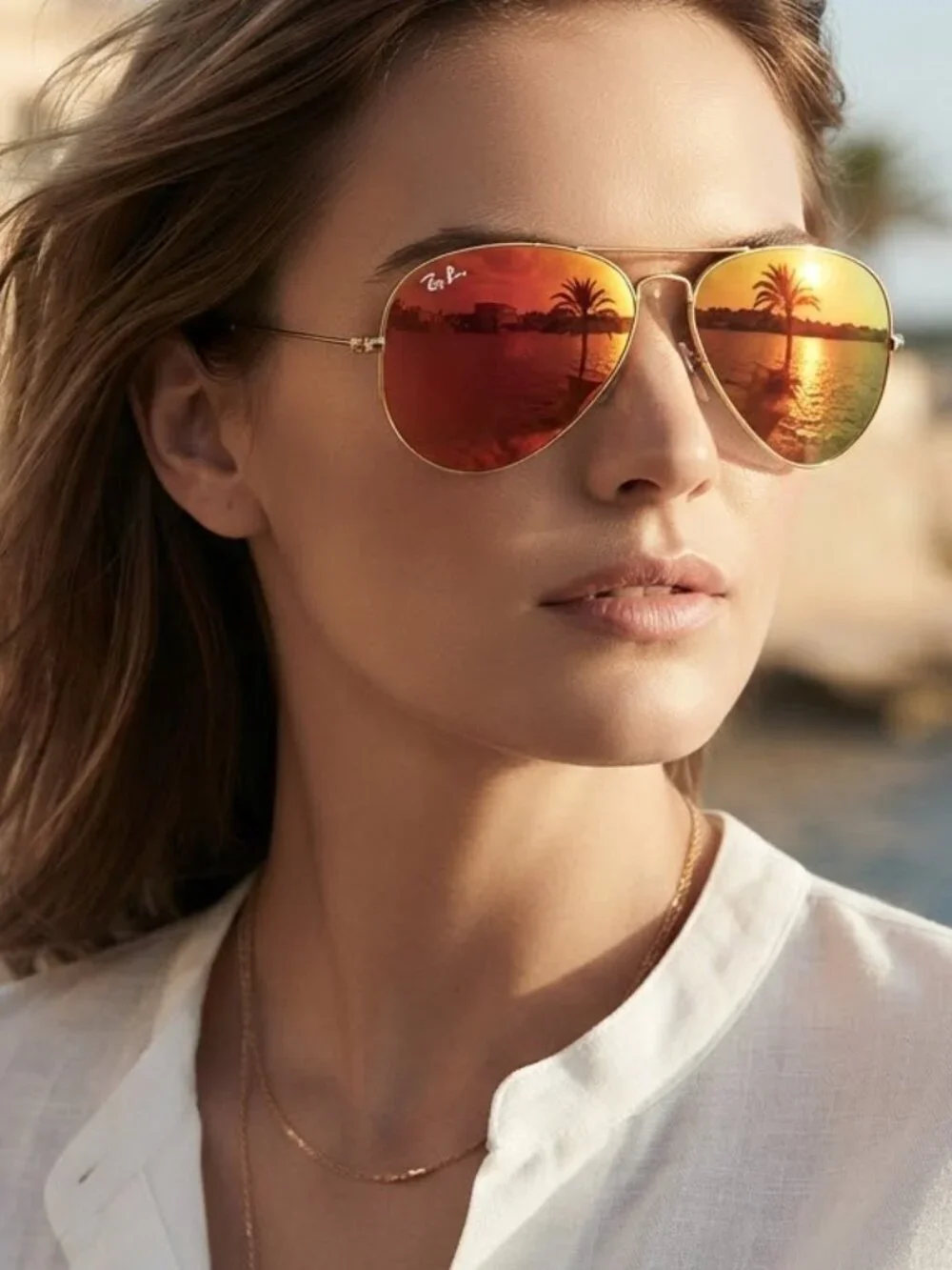 Ray Ban Large Aviator Sunglasses Orange Glasses Gold Frames Shades 3025‎